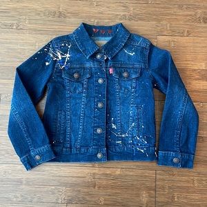 Levi girls Jean jacket with hand painted details🌈